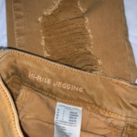 American Eagle Mustard Distressed Hi-Rise Jeggings - Picture 2 of 6